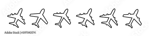Set airplane flat icon. Vector illustration