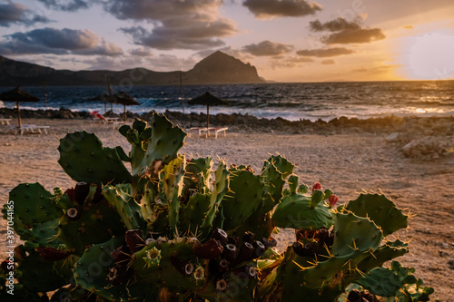 San Vito Lo Capo Sicily, San Vito lo Capo beach and Monte Monaco in background, north-western Sicily. High quality photo photo