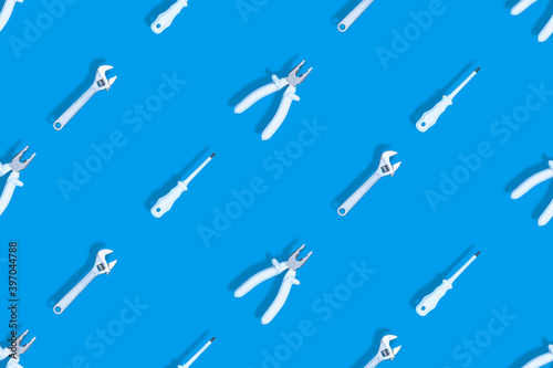 Seamless patterns. Tools seamless pattern. Background made of tools, pliers, screwdriver, wrench.