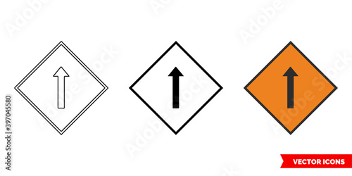 Free Download Single lane for shuttle working roadworks sign icon of 3 types color, black and white, outline. Isolated vector sign symbol. - GFXLoad
