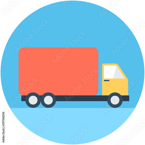 
Cargo Truck Flat Vector Icon
