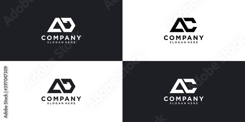 Ad ac letter initial logo templates