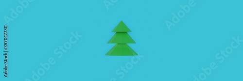 Lowpoly christmas tree on blue background sale banner. 3d render
