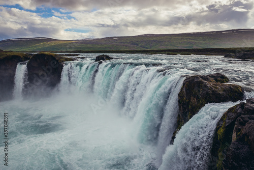 One of the most famous waterfalls in Iceland - Godafoss waterfall