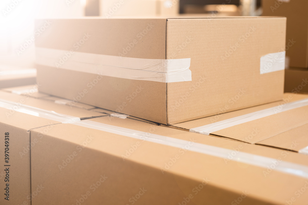 packed cardboard versus cardboard - transport industry - background