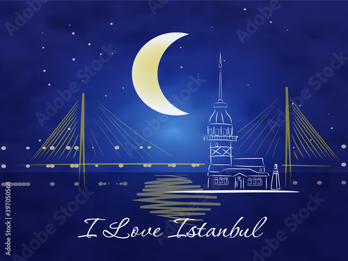 Simple vector image of Istanbul.I love Istanbul Logo.For business cards, banners, and postcards.