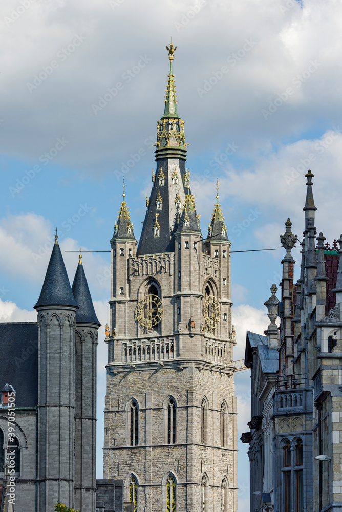 The Belfry and surrounding buildings in Ghent, Belgium