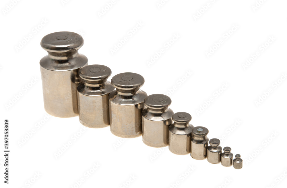 set of metal weights for scales isolated set of metal weights for scales isolated