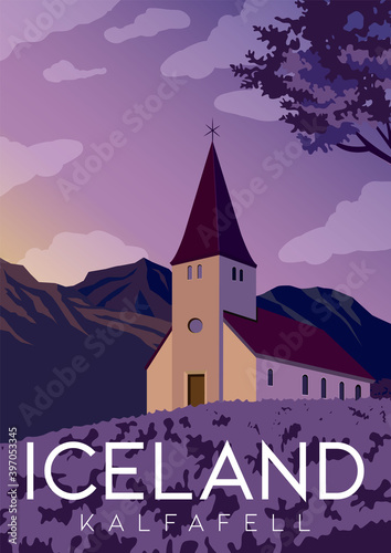 Kalfafell Iceland Vector Illustration Background photo