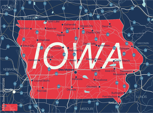 Iowa state detailed editabl...
