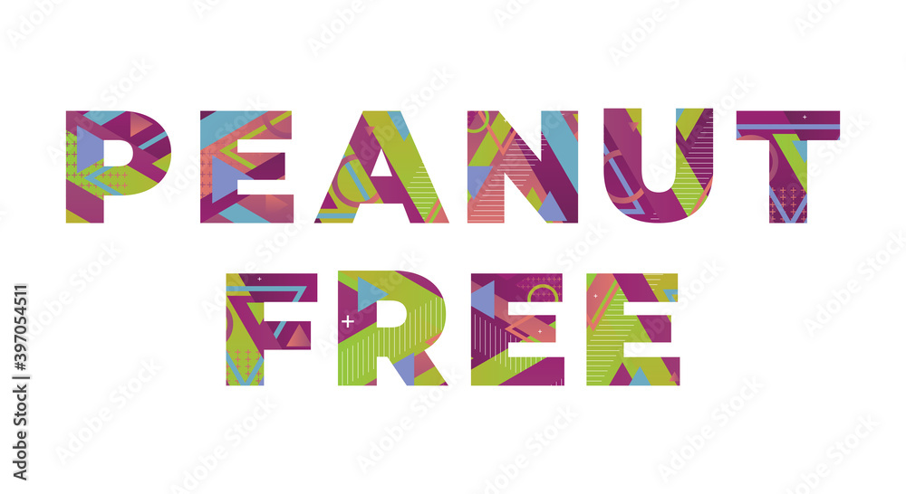 Peanut Free Concept Retro Colorful Word Art Illustration