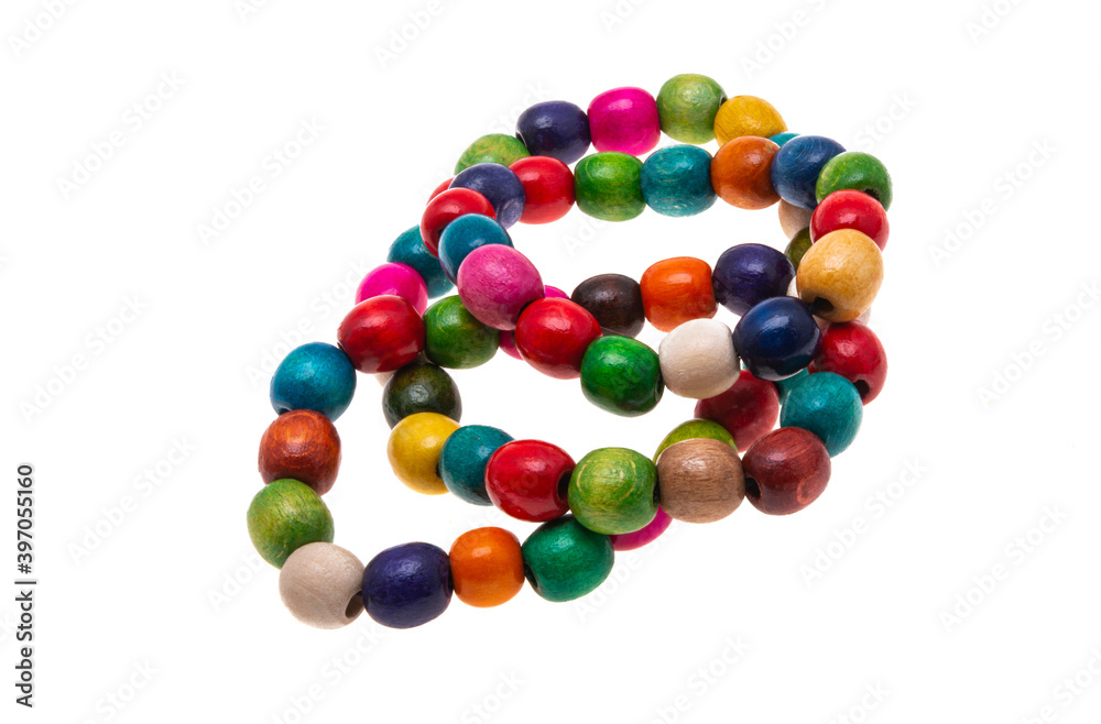 wooden colored beads isolated wooden colored beads isolated