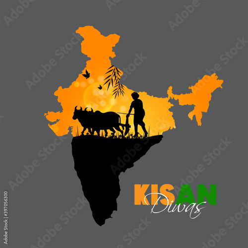 vector illustration of Kisan Diwas.