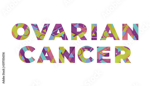 Ovarian Cancer Concept Retro Colorful Word Art Illustration