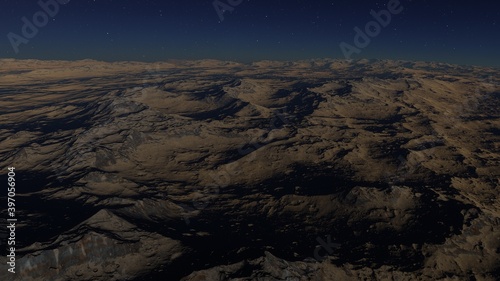 science fiction illustration  alien planet landscape  view from a beautiful planet  beautiful space background 3d render 