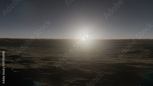 science fiction illustration, alien planet landscape, view from a beautiful planet, beautiful space background 3d render 