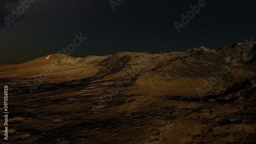 Fototapeta Naklejka Na Ścianę i Meble -  science fiction illustration, alien planet landscape, view from a beautiful planet, beautiful space background 3d render
