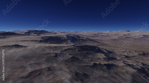 science fiction illustration  alien planet landscape  view from a beautiful planet  beautiful space background 3d render 