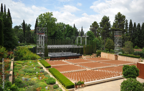 Theater in Generalife gardens at the Alhambra of Granada, where a famous Music Festival is held in summer. Andalusia, Spain
