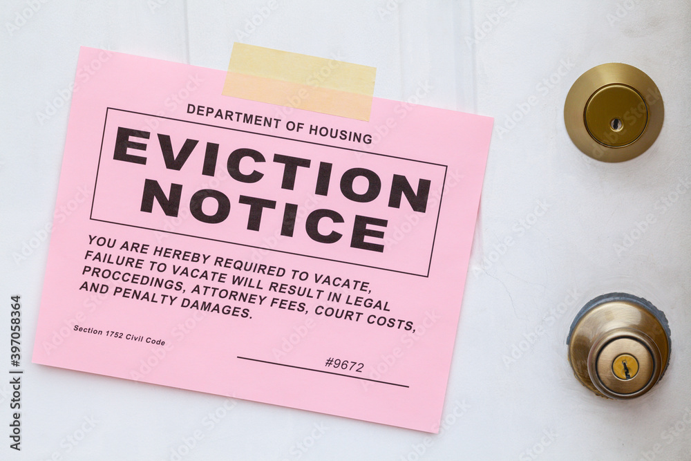 Eviction Notice on Door - obrazy, fototapety, plakaty 