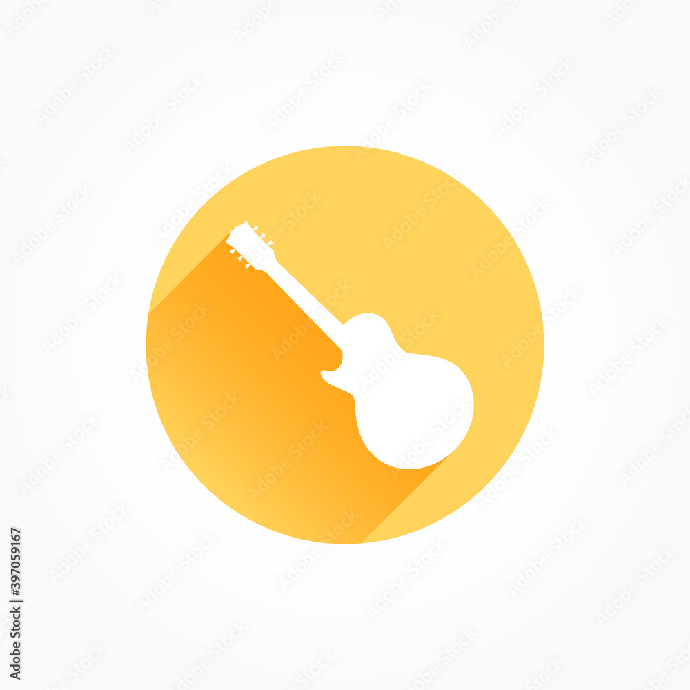 Electric Guitar Long Shadow Color Icon Electric Guitar Long Shadow Color Icon
