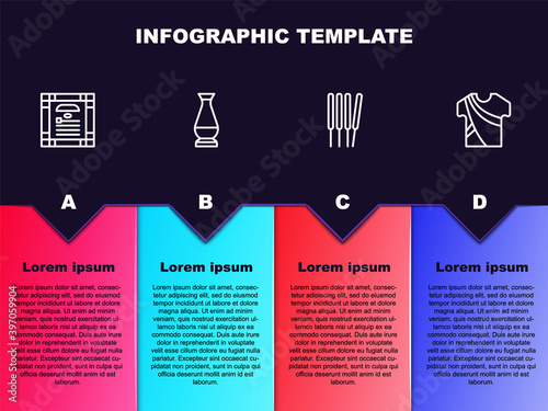 Set line India constitution day, Indian vase, Aroma sticks, incense and man dress. Business infographic template. Vector.