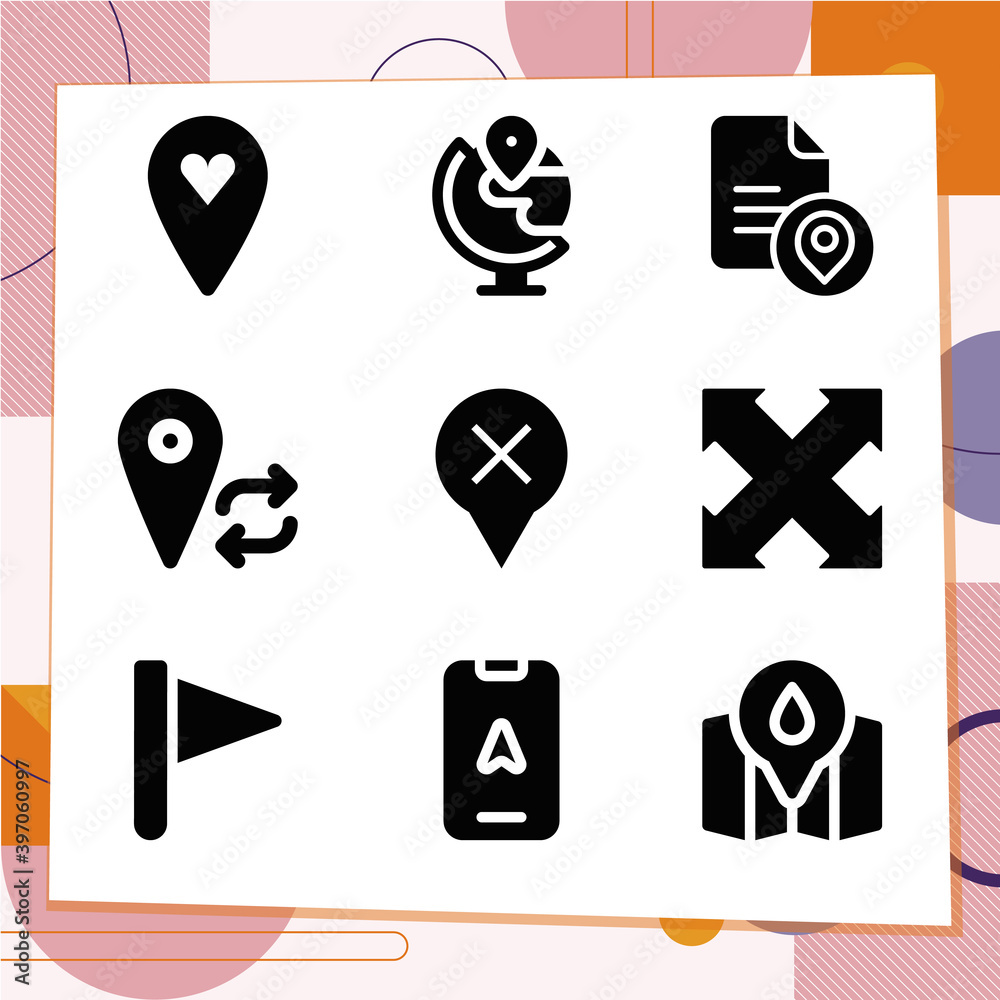 Simple set of 9 icons related to axis Simple set of 9 icons related to axis