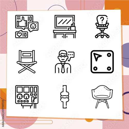 Simple set of 9 icons related to committee