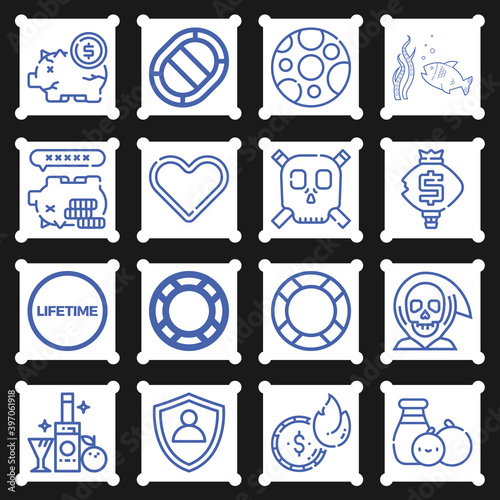 16 pack of demise  lineal web icons set