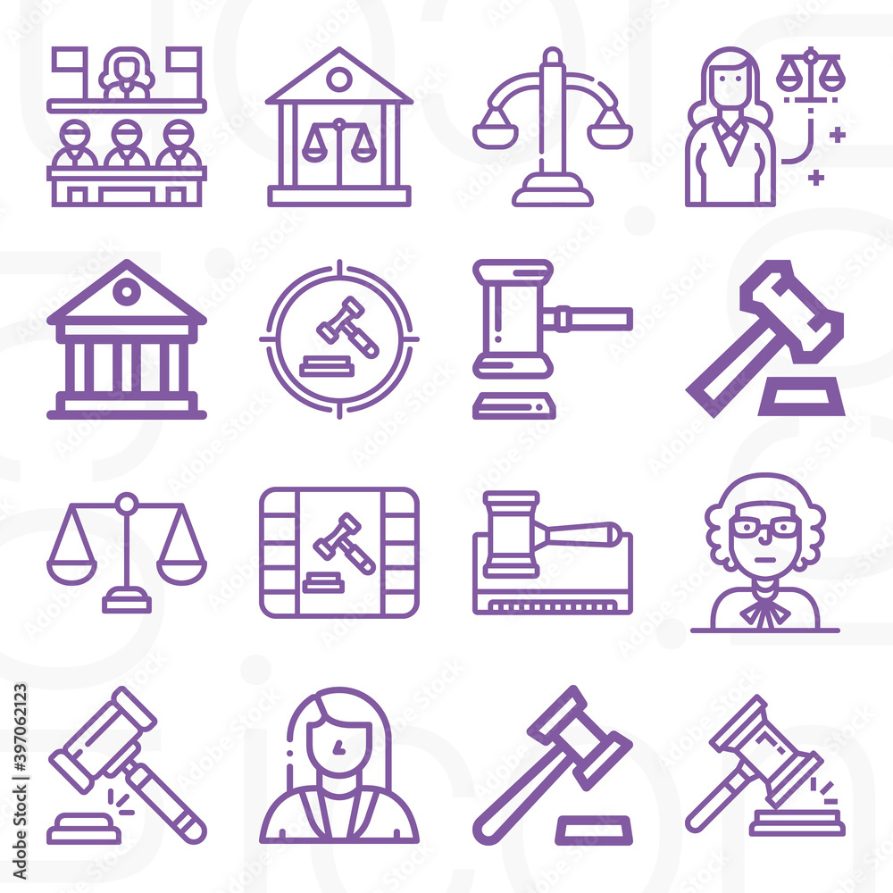16 pack of trial court lineal web icons set 16 pack of trial court lineal web icons set