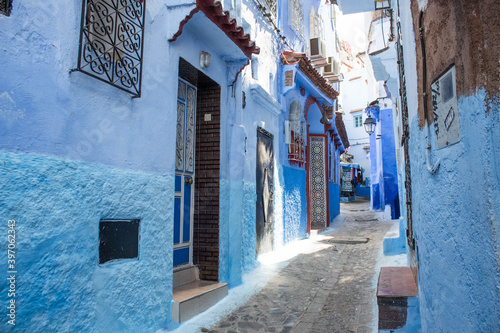 City street of Chefchaouen city, Morocco, Africa.