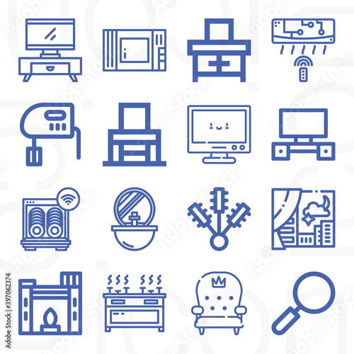 16 pack of extended family  lineal web icons set