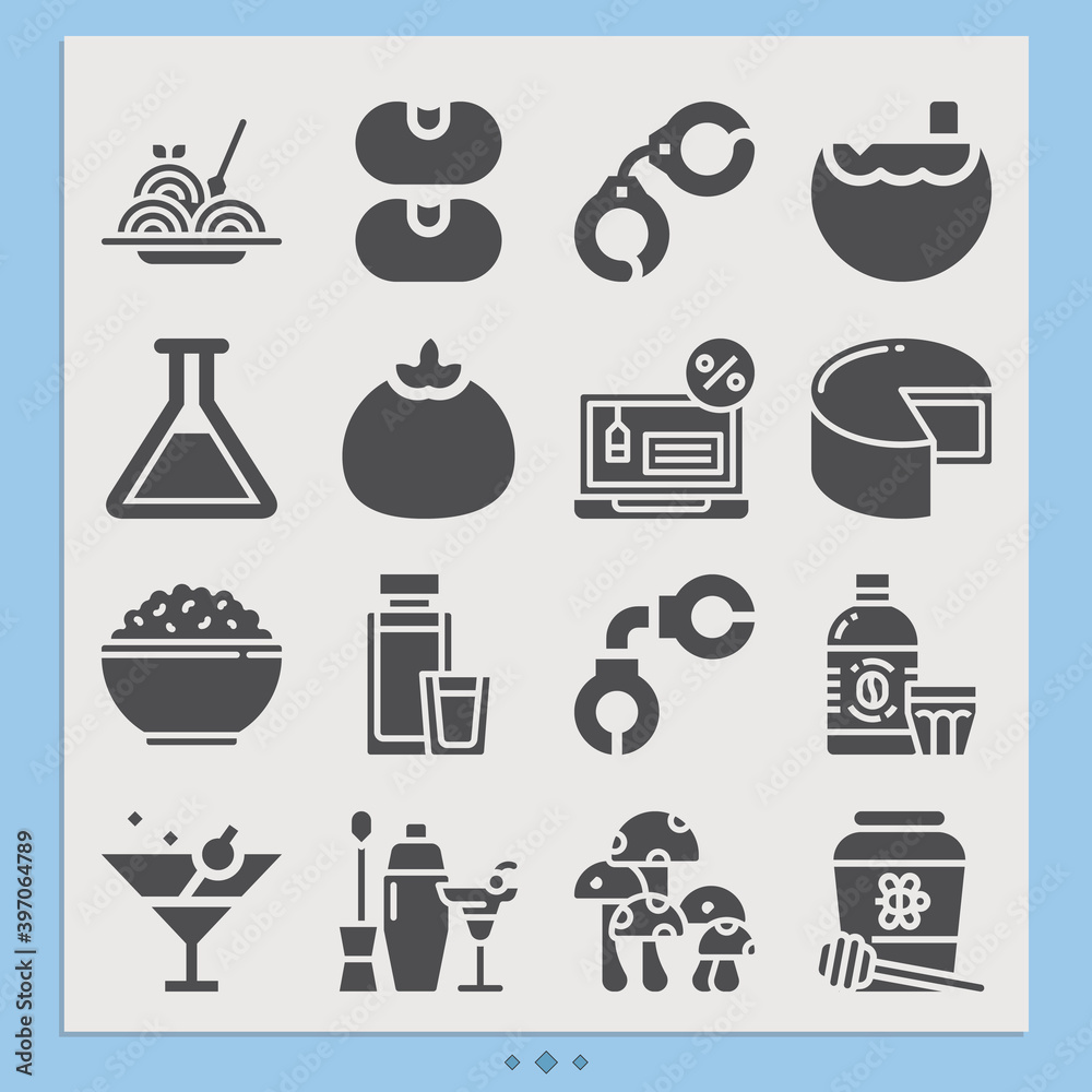 Simple set of drinking related filled icons. Simple set of drinking related filled icons.
