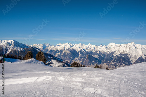 Ski slope in the Swiss Alps photo
