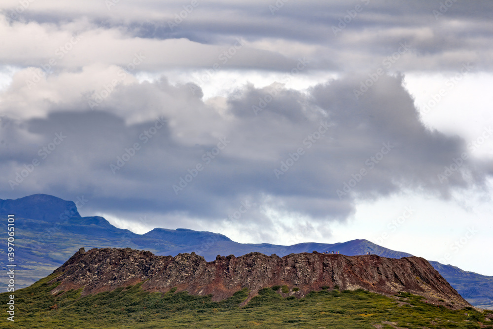 Clouds over Eldborg Crater in Iceland