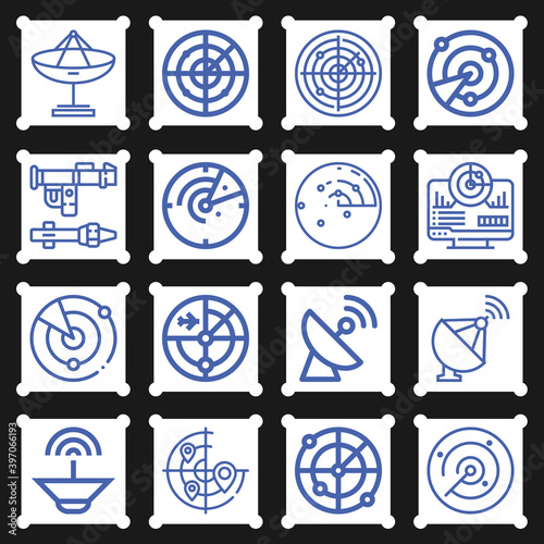 16 pack of measuring instrument  lineal web icons set