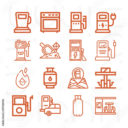 16 pack of diesel  lineal web icons set