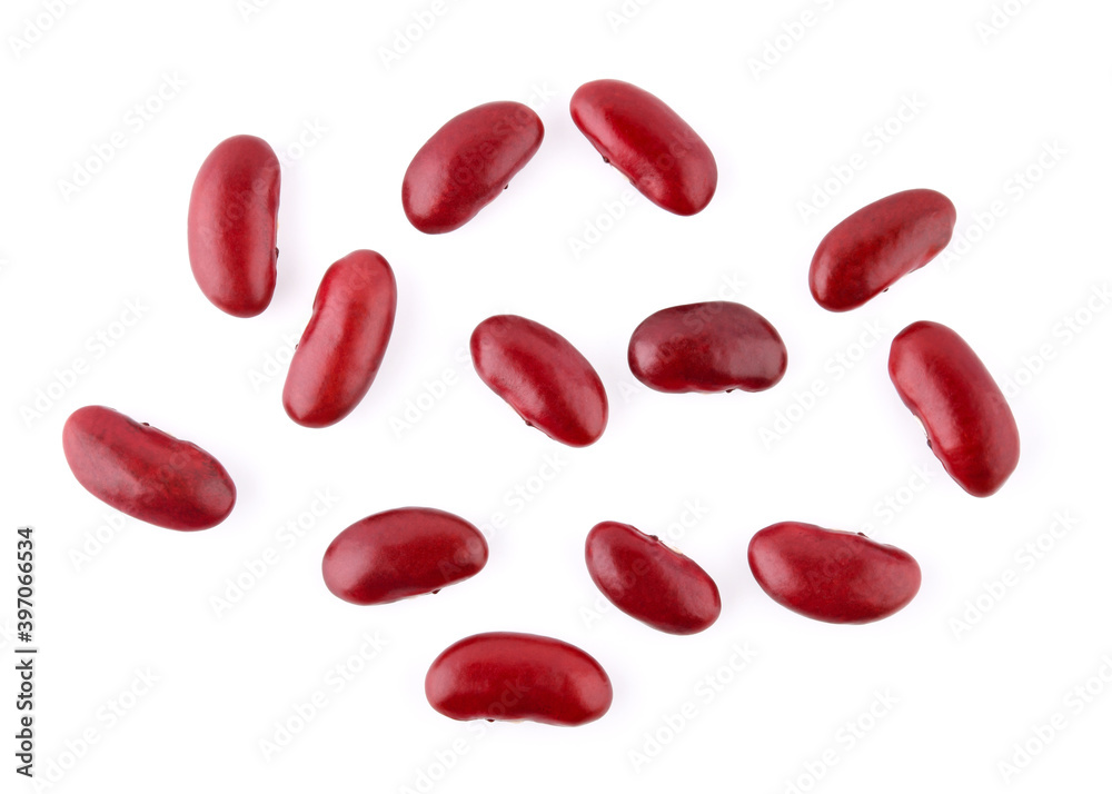 Top view of red beans isolated on the white background Top view of red beans isolated on the white background