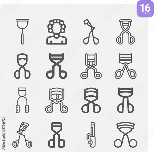 Simple set of curler related lineal icons.
