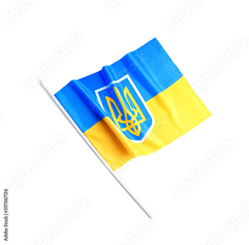 National flag of Ukraine isolated on white photo