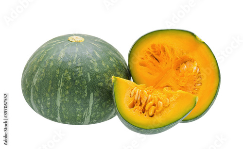 Green pumpkin isolated on white background