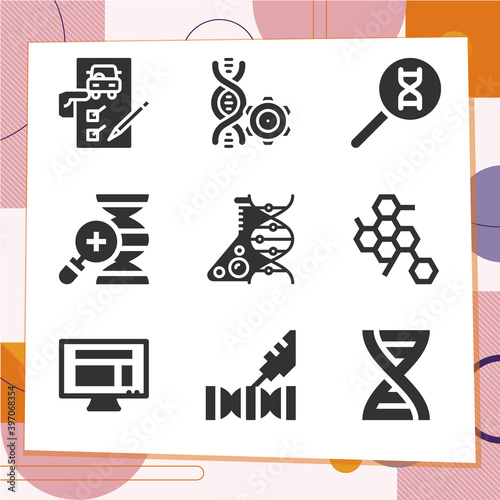Simple set of 9 icons related to replication