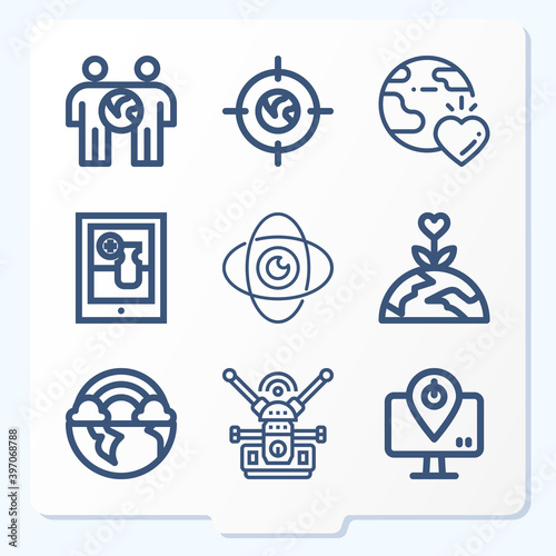 Simple set of 9 icons related to real life