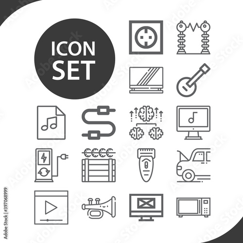 Simple set of electric related lineal icons.