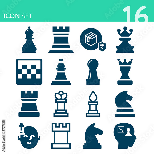 Simple set of 16 icons related to poorly