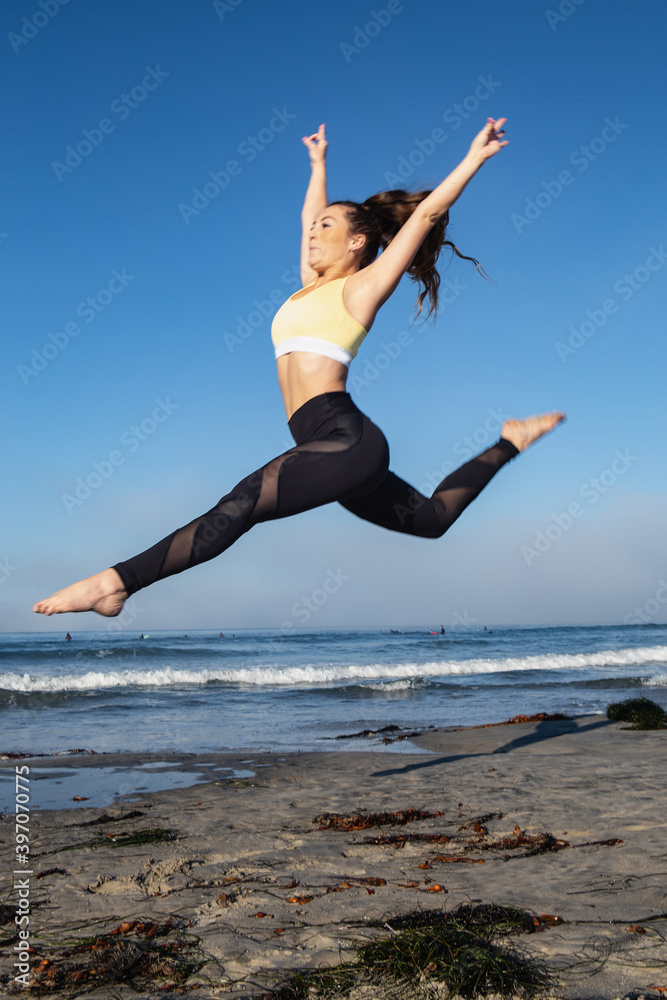 yoga at a clifornia beach