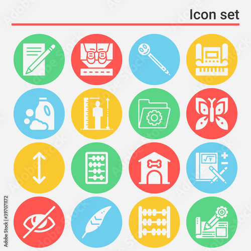16 pack of ruler  filled web icons set