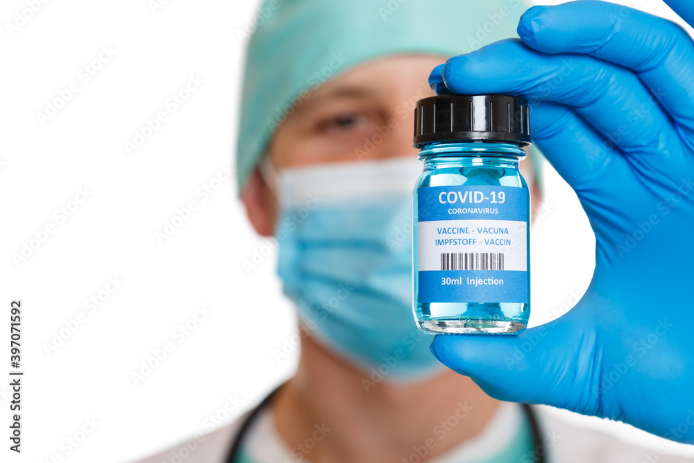 Coronavirus Vaccine bottle Corona Virus doctor COVID-19 Covid vaccines isolated on white Coronavirus Vaccine bottle Corona Virus doctor COVID-19 Covid vaccines isolated on white