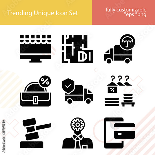 Simple set of executive department related filled icons.