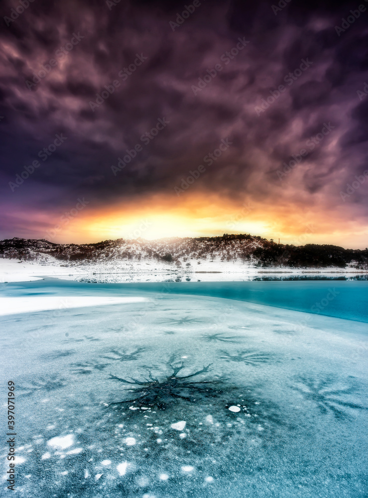 Fototapeta premium Winter. Everywhere cold places are covered with snow and slippery. Uludag National Park. Bursa, Turkey